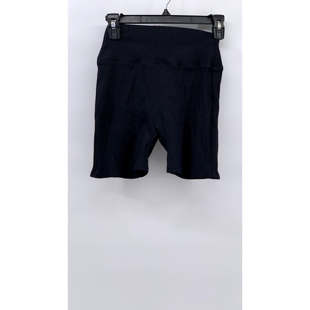 PEPPER Women's Black Ribbed Pull-ON Bike Shorts SZ S